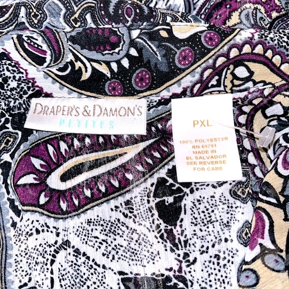 Vintage Draper’s & Damon’s Very Sheer Plaid & Paisley Blouse - Stunning! - Picture 12 of 15